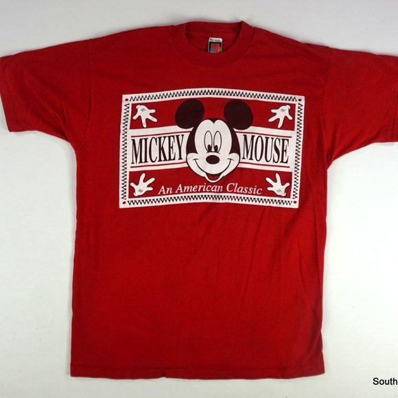 Mickey Mouse Jerry Leigh Box Logo Big Graphic T-Shirt OSFA Red Disney - Picture 1 of 10